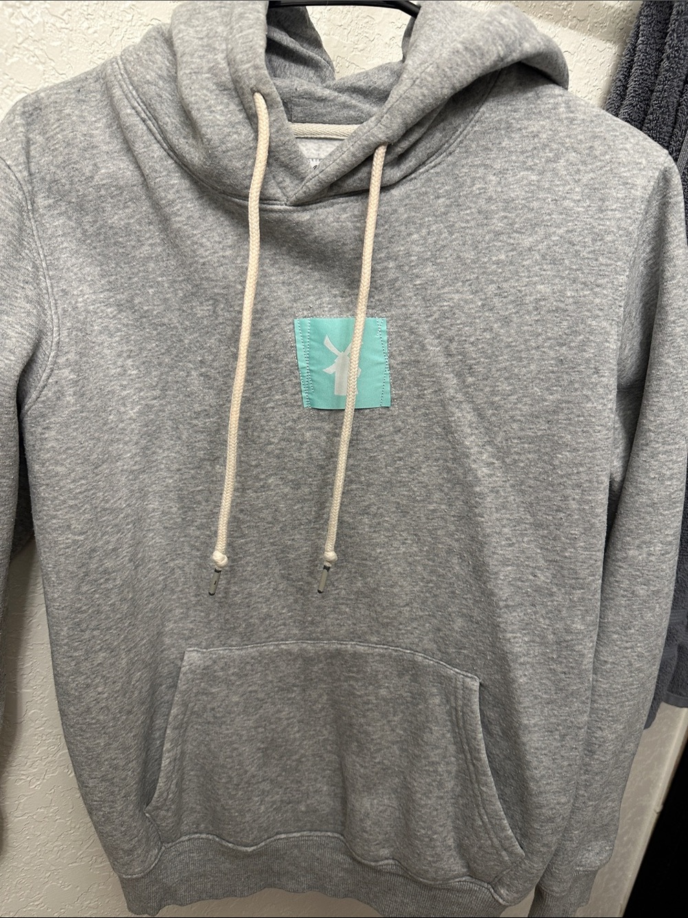Dutch Bros Gray Hoodie with Mint Patch